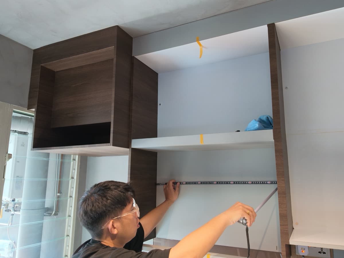Kitchen cabinets before wrapping